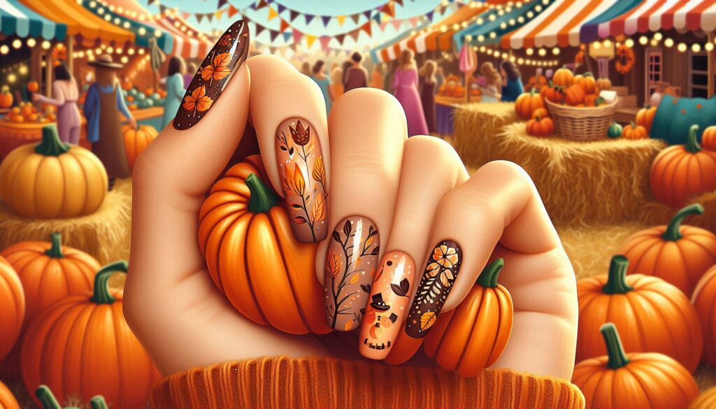 Pumpkin Spice Nail Art for Fall Festivals