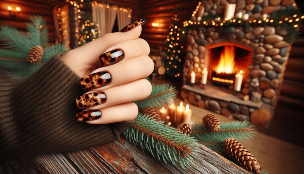 Tortoiseshell Nails for Cozy Cabin Trips