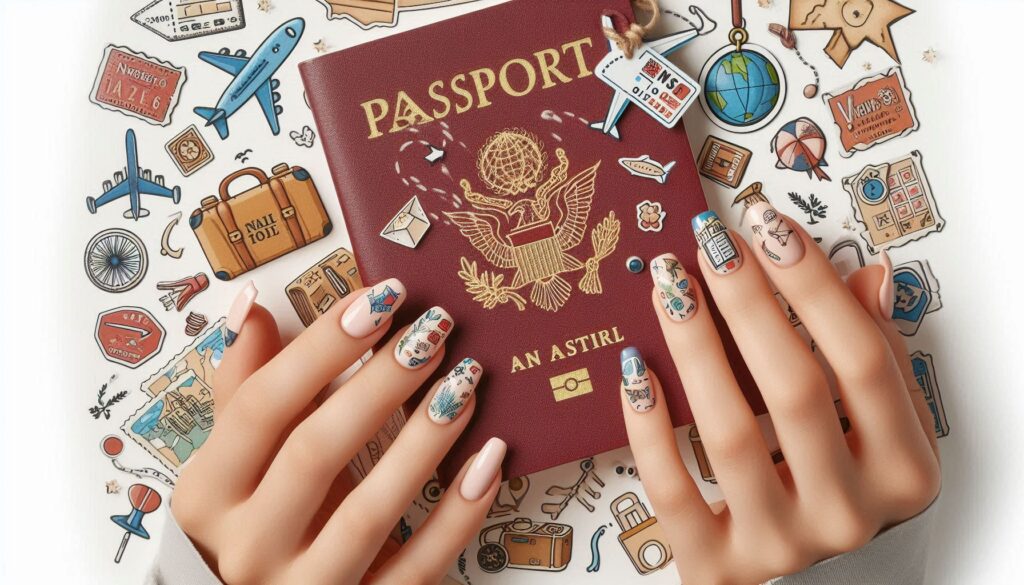 Travel Stamp Nail Art for Adventure Lovers